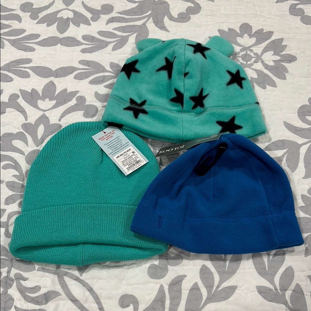 Kids Green and Blue Knit Hat Collection
